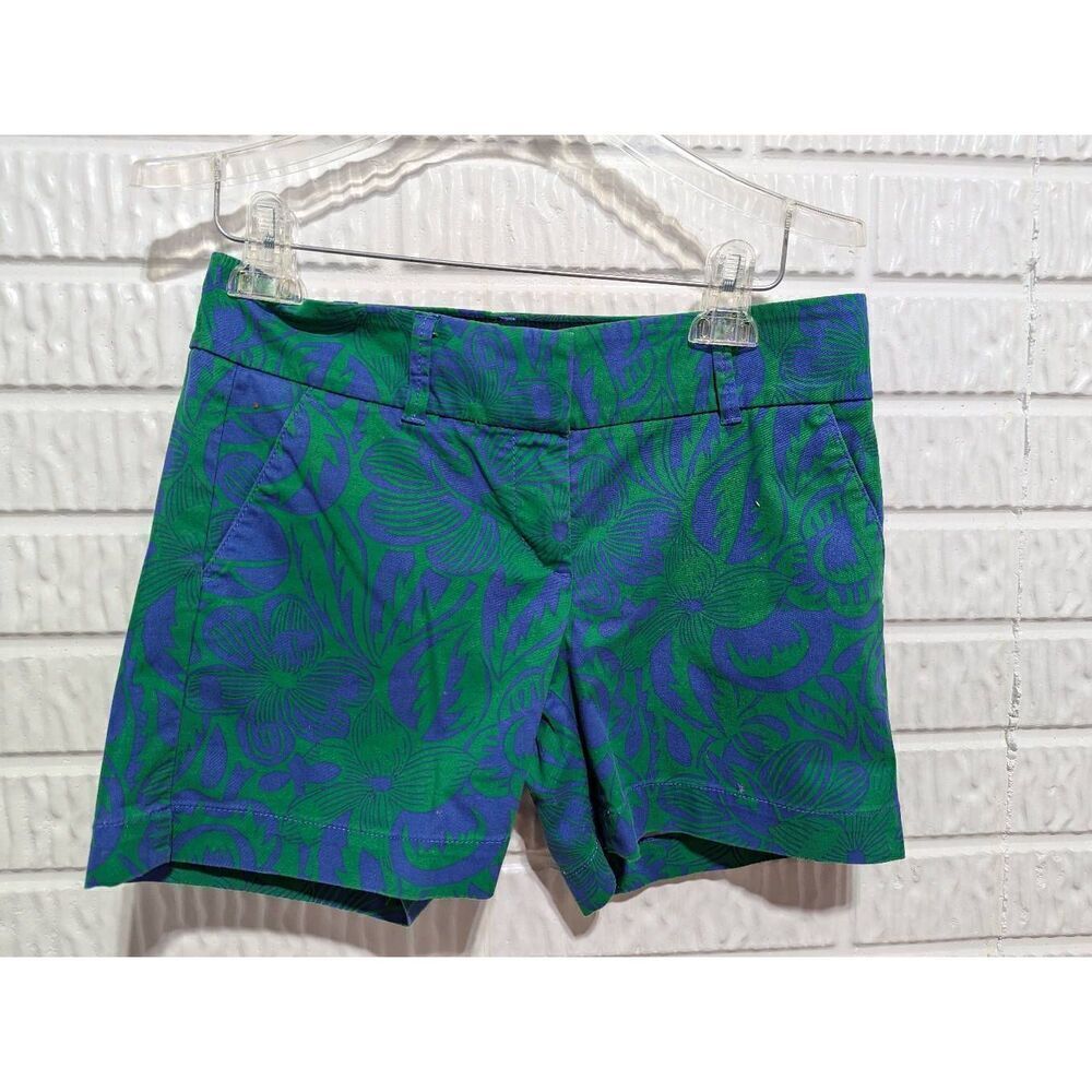 Talbots Women's Blue & Green Tropical Floral Pattern Everyday Chino Shorts Size